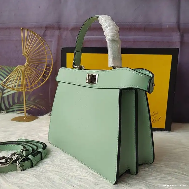 Green Petite Leather Fendi ISeeU Nappa Peekaboo In Bag 0501